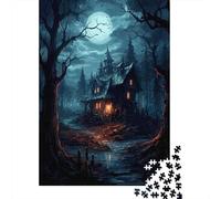 Villa Abbandonata Puzzle 1000 Pezzi Carta per Adulti Foresta Notturna Gotica Rilassante Decorazione Casa Regalo Famiglia 38x26cm/1000pcs
