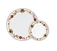 Villa Altachiara Piatti Natalizi, Servizio Panettone con 6 Piattini, Set 7 Pezzi Golden Bell in Porcellana Sottosmalto, Design Avorio e Oro per la Tavola delle Feste