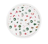 Villa Altachiara Piatto per Panettone Fantasia del Natale in Porcellana New Bone China Ø 30 cm - Piatto Natalizio Decorato, Idea Regalo Elegante per Servire Dolci e Dessert delle Feste