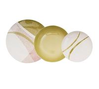 Villa Altachiara Set Piatti 6 Persone, Servizio Piatti 18 Pezzi, In Porcellana, Piatti Piani 26 Cm + Piatti Fondi 21 Cm + Piatti Frutta 19 Cm, Moderni, Adatti A Microonde E Lavastoviglie, Linea Curve