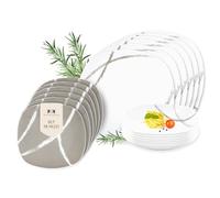 Villa Altachiara Servizio Piatti 18 Pezzi, Set Piatti 6 Persone in Porcellana Decorata, Toni Sabbia e Linee Sofisticate, Design Contemporaneo e Accogliente per Tavole di Stile - Linea Sandy