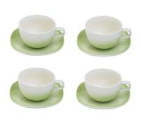 Villa Altachiara Set 4 Tazze Da Tè Con Piattino, Primavera Verde, New Bone China, Elegante Coordinato Tavola Per Colazioni, Tè E Cappuccino, Linea: Primavera
