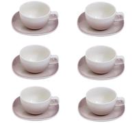 Villa Altachiara Set 6 Tazze Da Caffè Con Piattino Rosa In New Bone China, Elegante E Fresco Per Colazione, Tè E Cappuccino, Linea: Primavera