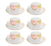 Villa Altachiara Set 6 Tazze da Caffè in Porcellana con Piattini, 80 ml, Decorazioni Eleganti, Ideale per Occasioni Speciali e Uso Quotidiano, Linea Acquerello