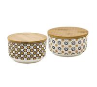 Villa Altachiara Set Di 2 Contenitori, In New Bone China, 13X8 Cm E 11,5X7 Cm, Accessori Decorativi Per La Cucina, Collezione Cera D'Api