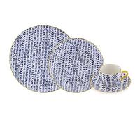 Villa Altachiara Set Piatti 6 Persone Con Tazze, Servizio Piatti 24 Pezzi, In Porcellana, Piatti Piani 26 Cm + Piatti Fondi 21 Cm + Tazzine Da Caffè, Adatti A Microonde E Lavastoviglie, Linea Cetara