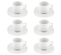 Villa Altachiara, Tazzine Da Caffè, Set Da 6, Tazzine 80 Ml + Piattini, In Porcellana, Linee Quadrate, Adatte A Microonde E Lavastoviglie, Linea Magnolia Bianco