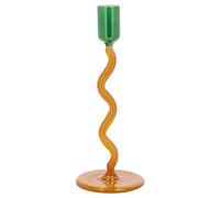 Villa Collection Styles - Portacandele in vetro Dia, 8,5 x 19,6 cm, colore: Verde/Ambra