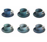 Villa d’Este Home Tivoli Set 6 tazzine caffè 90 ml con piattino in gres, Baita Acqua