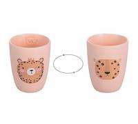 Villa d'Este Home Tivoli 1996 Bicchiere porta spazzolini/penne in porcellana new bone China, decoro double face leopardo e ghepardo, Les Petites Safari