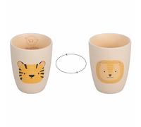 Villa d'Este Home Tivoli 1996 Bicchiere porta spazzolini/penne in porcellana new bone China, decoro double face tigre e leone, Les Petites Safari
