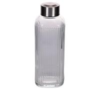Villa d'Este Home Tivoli 1996 Set 3 Bottiglia acqua 1l in vetro, tappo in plastica PP e acciaio inox, Cristallo di Luna