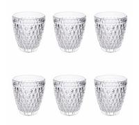 Villa d'Este Home Tivoli 1996 Set 6 bicchieri acqua 330 ml in vetro, superficie lavorata a rilievo, Madame