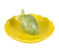 Villa d'Este Home Tivoli 2020 Piattino decorativo tondo 11,2 cm in ceramica, design limone, Fruit Life