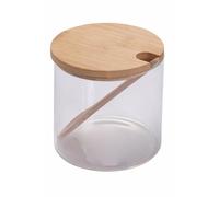 Villa d'Este Home Tivoli 5908919, Zuccheriera in Vetro borosilicato con Tappo e cucchiaino in Bamboo 500 ml, Misure: Ø 9,6 x h. 9,8 cm
