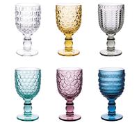 Villa d'Este Home Tivoli Set 6 calici 280 ml in vetro, superficie lavorata, Geometrie