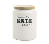 Villa d'Este Home Tivoli Idee Barattolo Sale con Coperchio Bamboo, Bianco