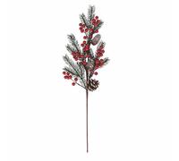 Villa d'Este Home Tivoli Ramo Bacche Rosse, Aghi di Pino e pigne Effetto innevato h. 60 cm, Xmas