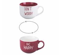Villa d'Este Home Tivoli Set 2 Mug jumbo 500 ml in porcellana new bone China, rosso, Be Positive