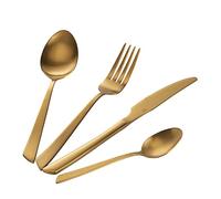 Villa d'Este Home Tivoli Set 24 Posate in Acciaio Inox, Oro Satinato, Cut