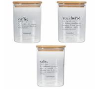 Villa d'Este Home Tivoli Set 3 barattoli 1 L in vetro, coperchio in bambù, Victionary