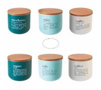 Villa d'Este Home Tivoli Set 3 barattoli sale, zucchero e caffè 500 ml in ceramica, coperchio in bambù, Victionary