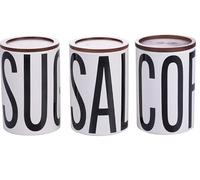 Villa d'Este Home Tivoli Set 3 barattoli sale, zucchero e caffè in ceramica 750 ml, coperchio in bambù, Bigismore