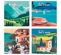 Villa d'Este Home Tivoli Set 4 Mattonella decorativa in ceramica, fondo in sughero, 20x20cm, That's Amore