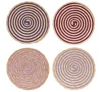 Villa d'Este Home Tivoli Set 4 Tovagliette tonde 38 cm in rafia trama a spirale, Spiral Provence