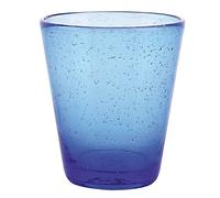 Bicchieri ACQUA set 6 in Pasta di Vetro CANCUN SATIN Decoro finemente lavorato , diametro 8 x h 10 cm 330 Ml colore Blu Notte blu