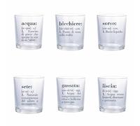 Villa d'Este Home Tivoli Set 6 bicchieri acqua in vetro 360 ml, decoro con scritta, Victionary