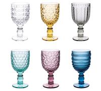 Villa d'Este Home Tivoli Set 6 calici 280 ml in vetro, superficie lavorata, Geometrie