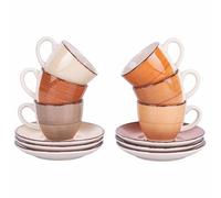 Villa d'Este Home Tivoli Set 6 tazzine caffè 90 ml con piattino in gres dipinto a mano, Baita Chocolate