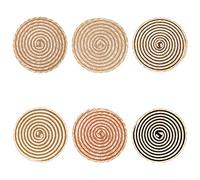 Villa d'Este Home Tivoli Set 6 Tovagliette tonde 38 cm in rafia trama a spirale, Spiral Chocolate