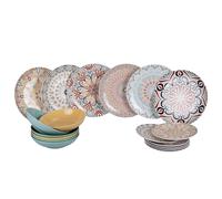 Servizio Piatti Set 6 posti tavola 18 pezzi LInea SHARM , in PORCELLANA 6 posti tavola diversi adatto alla lavastoviglie multicolor
