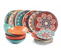 Servizio Piatti Set 6 posti tavola 18 pezzi LInea SHIRAZ , in PORCELLANA 6 posti tavola diversi adatto alla lavastoviglie multicolor