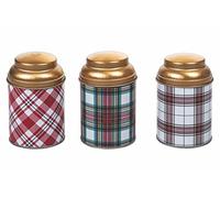 Villa d'Este Home Tivoli Tartan Set 3 barattolini in Metallo Ø6,5 cm