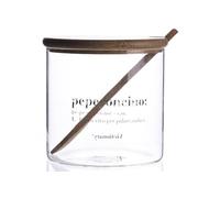 Villa d'Este Home Tivoli Vasetto peperoncino 550 ml in vetro, coperchio e cucchiaino in bambù, trasparente, Victionary