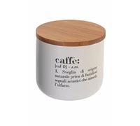 Villa d'Este Home Tivoli Victionary Shades Barattolo caffè 500 ml in bone china con coperchio in bamboo, Bianco, Misure: Ø 9,5 x h. 9 cm Capacità: 500 ml
