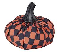 Villa d'Este Home Tivoli Zucca Decorativa in Tessuto Decoro Scacchi, picciolo Nero, Ø 16 x h.15 cm