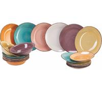 Villa d'Este Home Tivoli Villa d’Este Home Tivoli Baita Acquerello Servizio tavola 18 pezzi in gres dipinto a mano, 6 posti tavola diversi