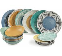 Villa deste Servizio piatti 18 pezzi in porcellana e gres 6 posti tavola diversi Marea Colore Multicolor - 2195378