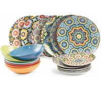 Villa deste Servizio piatti 18 pezzi in porcellana e gres 6 posti tavola diversi Marrakech Colore Multicolor - 5904391