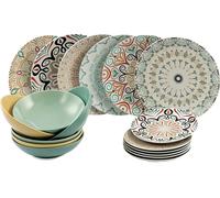 Servizio Piatti Set 6 posti tavola 18 pezzi LInea SHARM , in PORCELLANA 6 posti tavola diversi adatto alla lavastoviglie multicolor