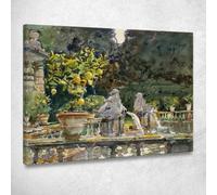 Villa di Marlia Lucca A Fountain John Singer Sargent, jss367 Quadro Stampato su Tela, 125x100 cm