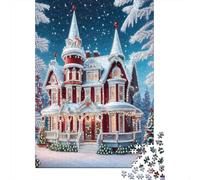 Villa Innevata Puzzle per Adulti Puzzle 1000 Pezzi Notte Invernale Gioco di Puzzle 1000 Pezzi Relax Casa Decorazione Regalo 70x50cm/1000pcs