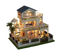Villa per casa delle bambole - Kit di costruzione per piccole unità da 1 unità, set per realizzare miniature con luce LED | Fornitura per hobby ad alta resistenza per uomini Ragazzi Giovani Amici Figl