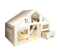 Villa per gatti con cassetto, lettiera trasparente, per interni, spaziosa casetta per gatti e gatti adulti, traspirante e fai da te per uso domestico (105 x 45 x 70 cm)