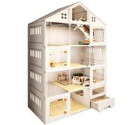 Villa per gatti con cassetto, lettiera trasparente, per interni, spaziosa casetta per gatti e gatti adulti, traspirante e fai da te per uso domestico (105 x 45 x 175 cm)