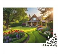 Villa Puzzle per Adulti 1000 Pezzi Carta Riciclabile Flower Garden Puzzles Educativo Gioco Challenge Ideal per Family And Friends Gifts 70x50cm/1000pcs